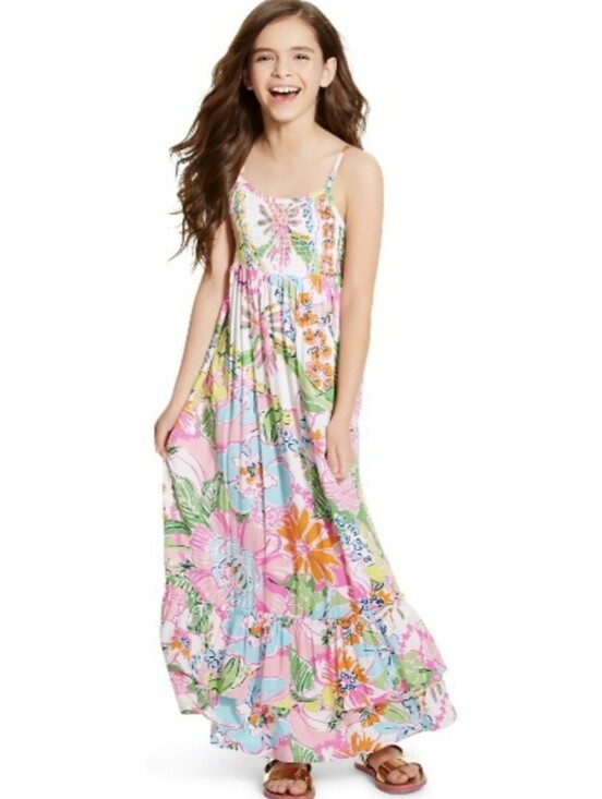 Lilly Pulitzer Other - Lilly Pulitzer Smocked Nosey Posey  Maxi Dress Girls Medium 7/8 Adjustable Strap